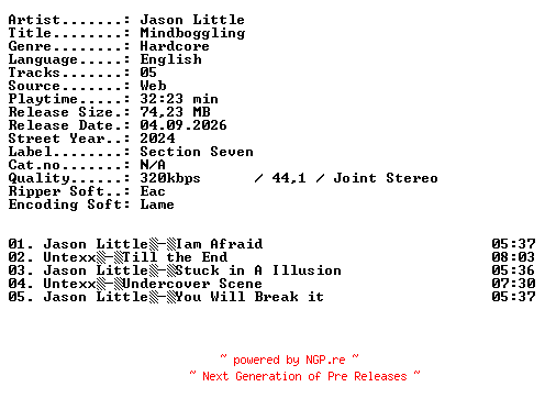 NFO for the release Jason_Little-Mindboggling-WEB-2024-XTC_iNT by XTC_iNT