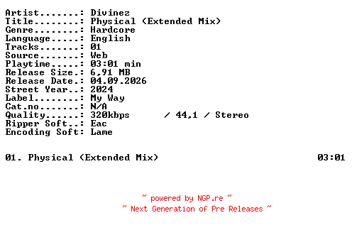 NFO for the release Divinez-Physical_(Extended_Mix)-SINGLE-WEB-2024-XTC_iNT by XTC_iNT