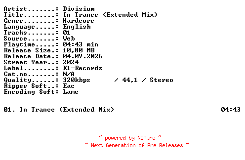 NFO for the release Divisium-In_Trance_(Extended_Mix)-SINGLE-WEB-2024-XTC_iNT by XTC_iNT