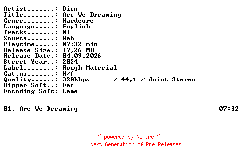 NFO for the release Dion-Are_We_Dreaming-SINGLE-WEB-2024-XTC_iNT by XTC_iNT