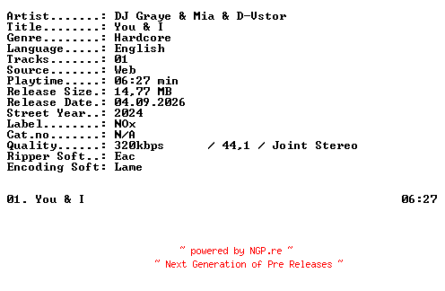 NFO for the release DJ_Graye_and_Mia_and_D-Vstor-You_and_I-SINGLE-WEB-2024-XTC_iNT by XTC_iNT