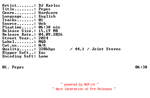 NFO for the release DJ_Karlos-Pepes-SINGLE-WEB-2024-XTC_iNT by XTC_iNT