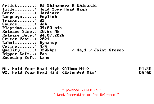 NFO for the release DJ_Shimamura_and_Whizzkid-Hold_Your_Head_High-WEB-2024-XTC_iNT by XTC_iNT