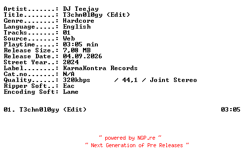 NFO for the release DJ_Teejay-T3chn0l0gy_(Edit)-SINGLE-WEB-2024-XTC_iNT by XTC_iNT