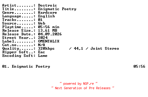 NFO for the release Dostroic-Enigmatic_Poetry-SINGLE-WEB-2024-XTC_iNT by XTC_iNT