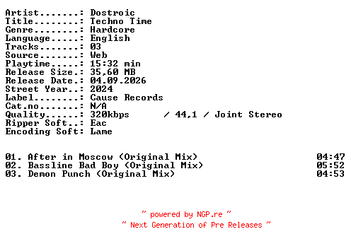 NFO for the release Dostroic-Techno_Time-WEB-2024-XTC_iNT by XTC_iNT