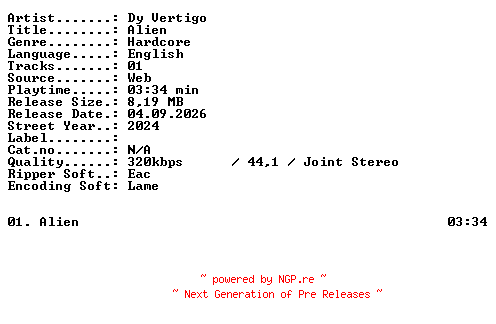 NFO for the release Dy_Vertigo-Alien-SINGLE-WEB-2024-XTC_iNT by XTC_iNT