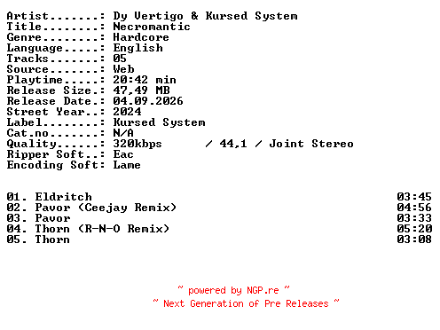 NFO for the release Dy_Vertigo_and_Kursed_System-Necromantic-WEB-2024-XTC_iNT by XTC_iNT