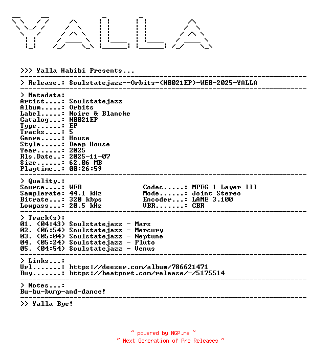 NFO for the release Soulstatejazz--Orbits-(NB021EP)-WEB-2025-YALLA by YALLA