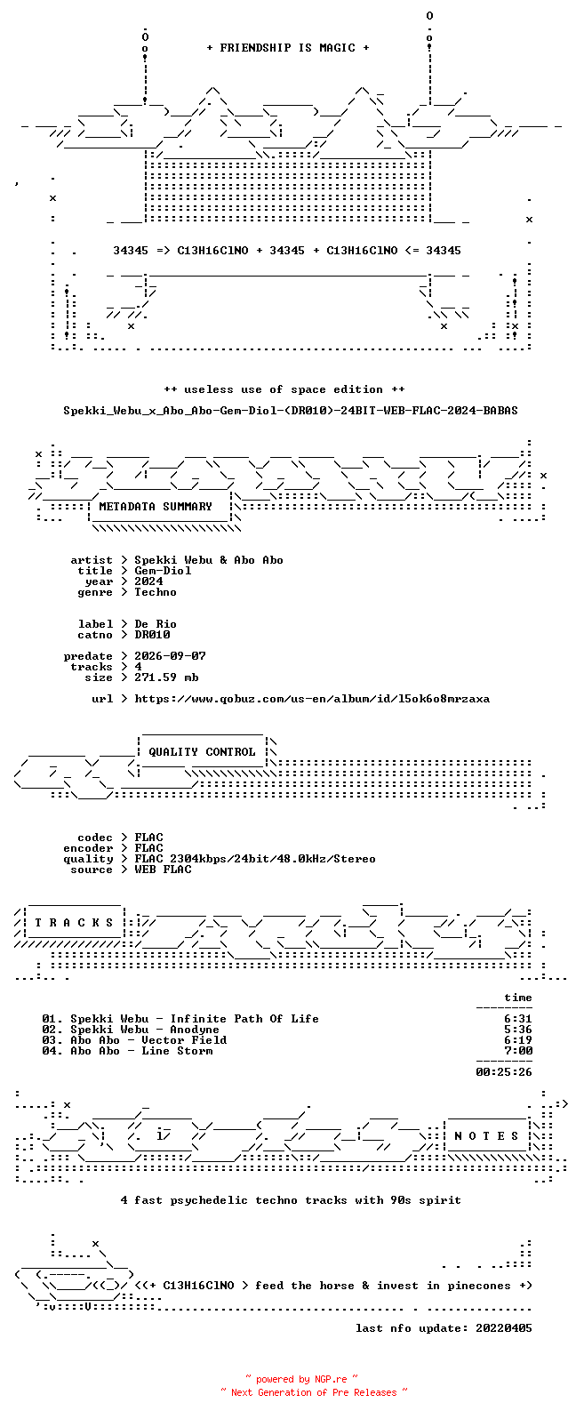 NFO for the release Spekki_Webu_x_Abo_Abo-Gem-Diol-(DR010)-24BIT-WEB-FLAC-2024-BABAS by BABAS