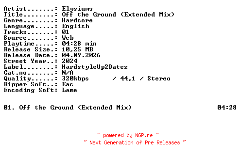 NFO for the release Elysiums-Off_the_Ground_(Extended_Mix)-SINGLE-WEB-2024-XTC_iNT by XTC_iNT