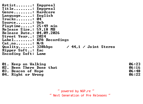 NFO for the release Empyreal-Empyreal-WEB-2024-XTC_iNT by XTC_iNT