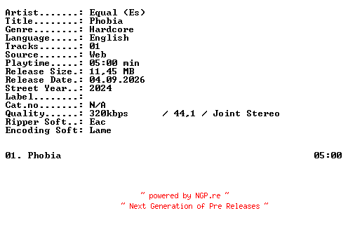 NFO for the release Equal_(Es)-Phobia-SINGLE-WEB-2024-XTC_iNT by XTC_iNT