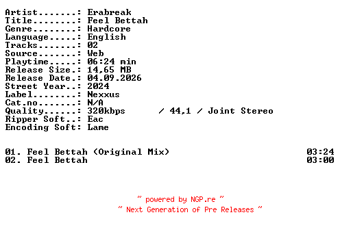 NFO for the release Erabreak-Feel_Bettah-WEB-2024-XTC_iNT by XTC_iNT
