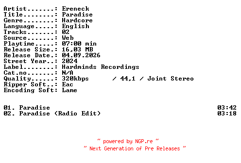 NFO for the release Ereneck-Paradise-WEB-2024-XTC_iNT by XTC_iNT