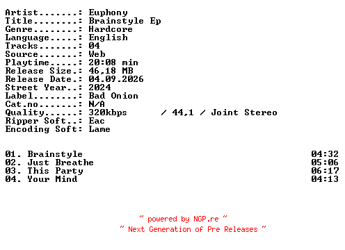 NFO for the release Euphony-Brainstyle_EP-WEB-2024-XTC_iNT by XTC_iNT