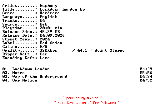 NFO for the release Euphony-Lockdown_London_EP-WEB-2024-XTC_iNT by XTC_iNT