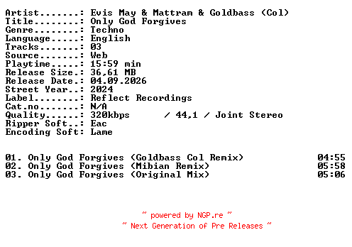 NFO for the release Evis_May_and_Mattram_and_Goldbass_(Col)-Only_God_Forgives-WEB-2024-XTC_iNT by XTC_iNT