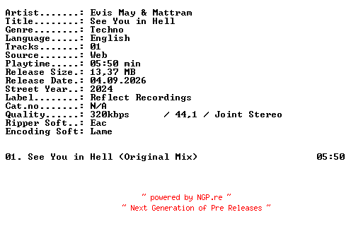NFO for the release Evis_May_and_Mattram-See_You_in_Hell-SINGLE-WEB-2024-XTC_iNT by XTC_iNT