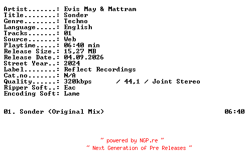 NFO for the release Evis_May_and_Mattram-Sonder-SINGLE-WEB-2024-XTC_iNT by XTC_iNT
