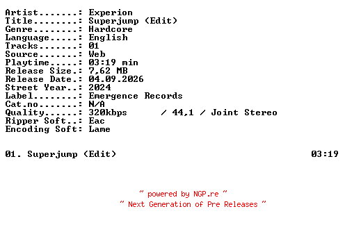 NFO for the release Experion-Superjump_(Edit)-SINGLE-WEB-2024-XTC_iNT by XTC_iNT