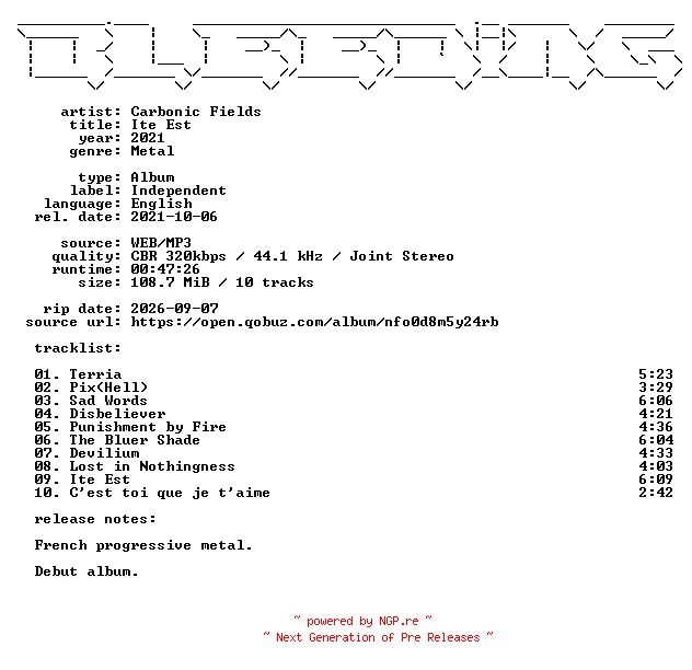 NFO for the release Carbonic_Fields-Ite_Est-WEB-2021-BLEEDiNG by BLEEDiNG