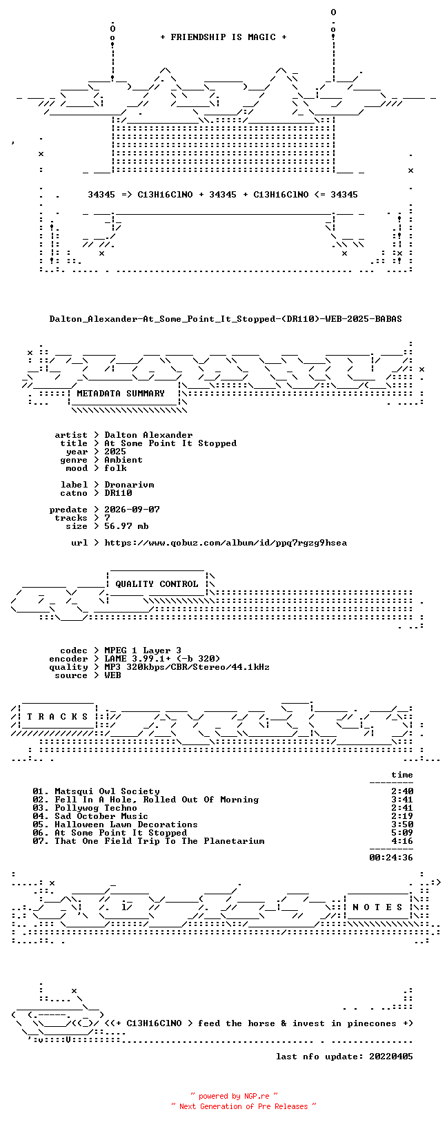 NFO for the release Dalton_Alexander-At_Some_Point_It_Stopped-(DR110)-WEB-2025-BABAS by BABAS