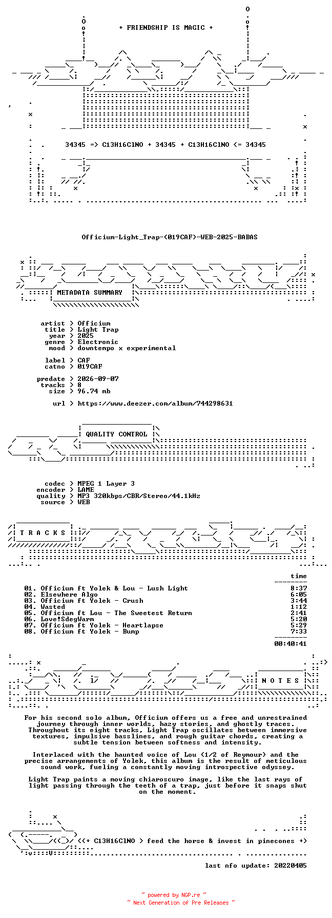 NFO for the release Officium-Light_Trap-(019CAF)-WEB-2025-BABAS by BABAS