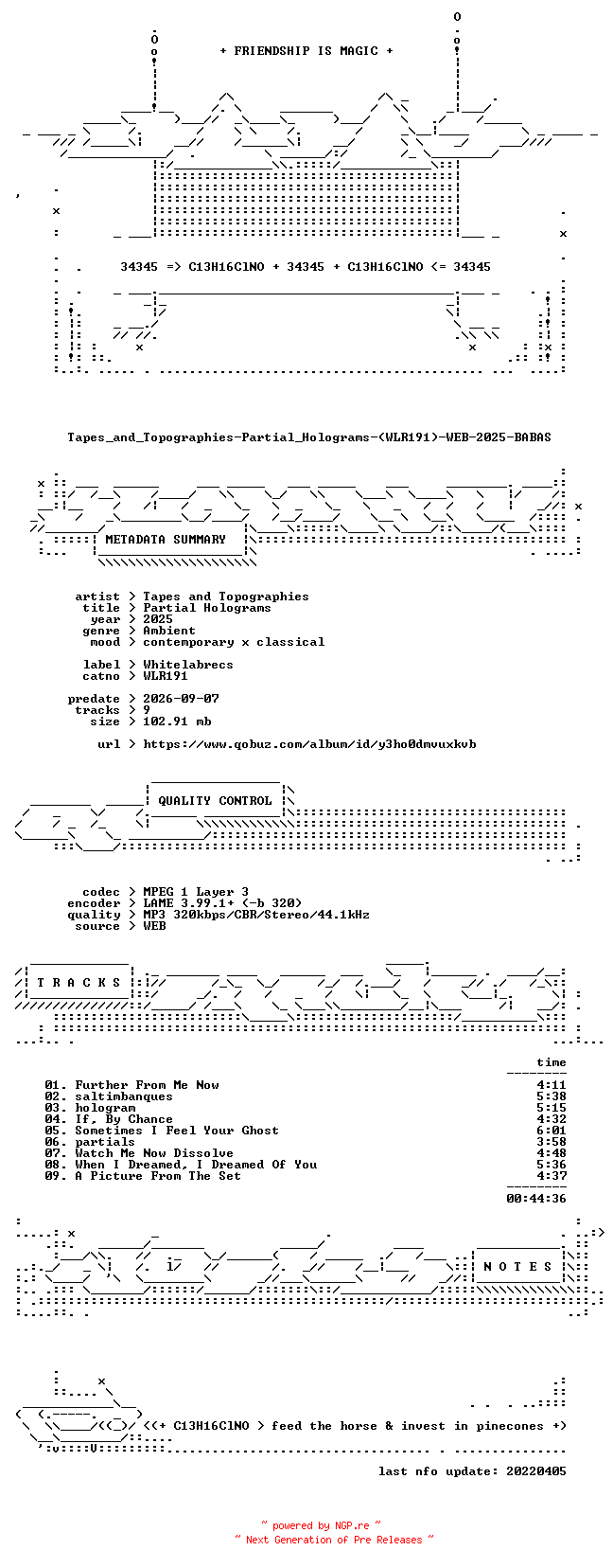 NFO for the release Tapes_and_Topographies-Partial_Holograms-(WLR191)-WEB-2025-BABAS by BABAS
