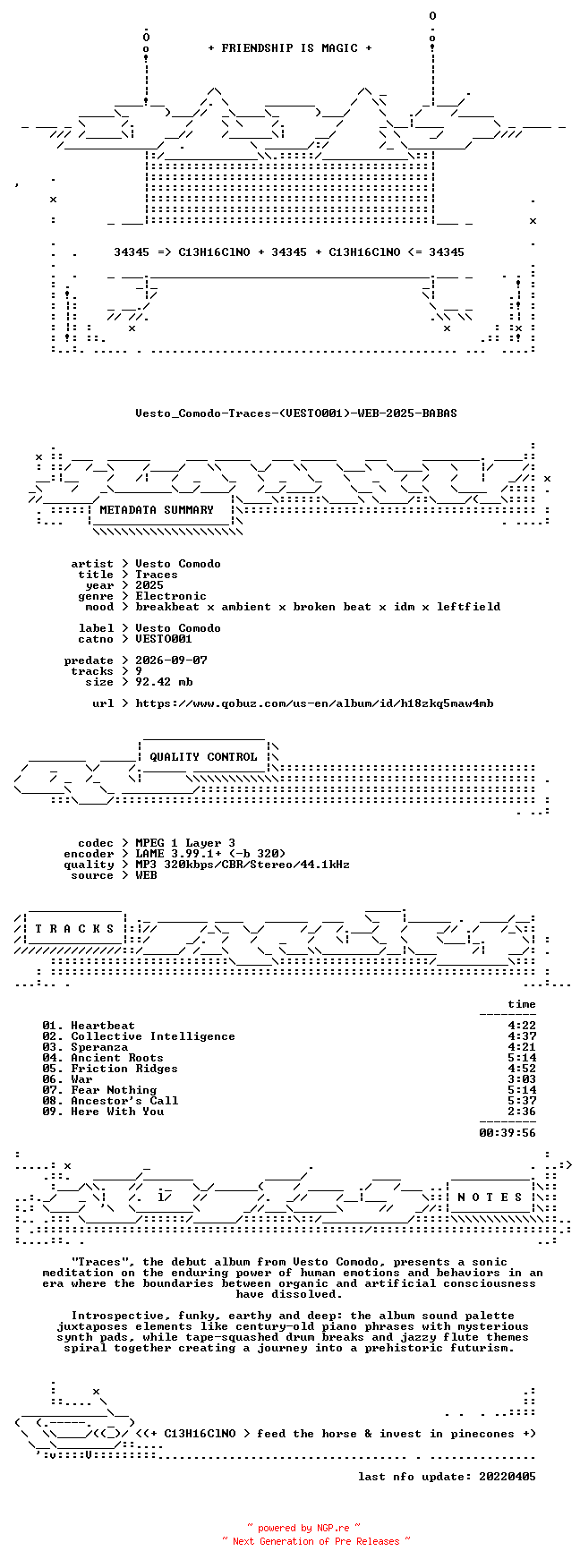 NFO for the release Vesto_Comodo-Traces-(VESTO001)-WEB-2025-BABAS by BABAS