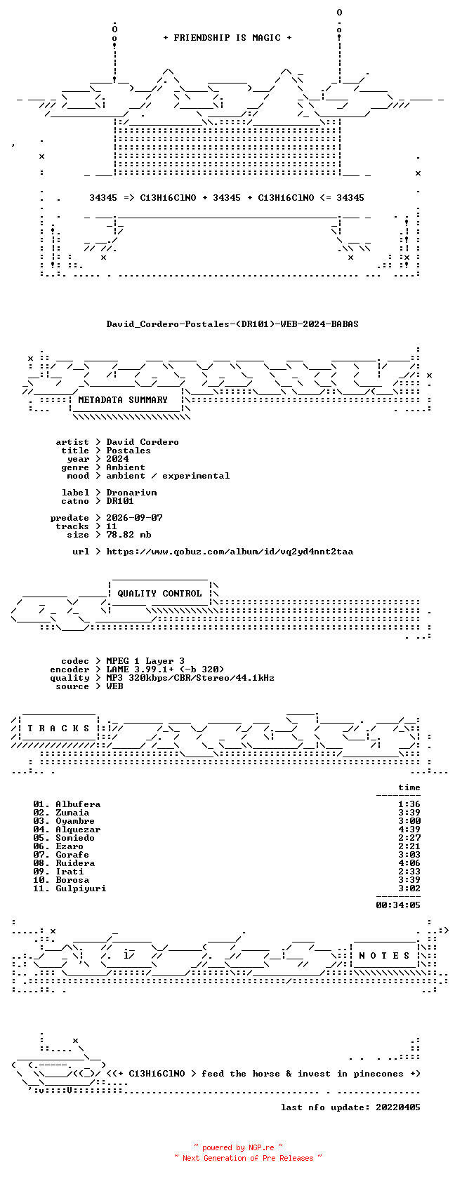 NFO for the release David_Cordero-Postales-(DR101)-WEB-2024-BABAS by BABAS