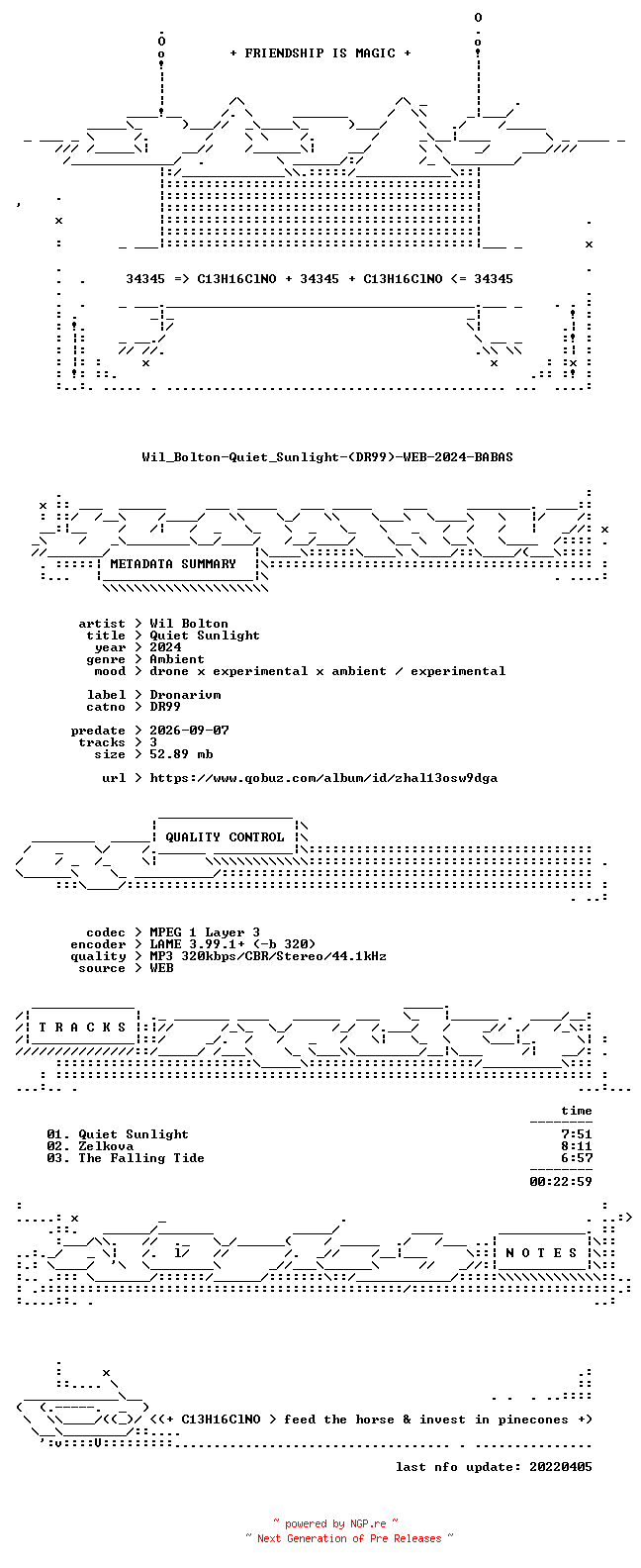 NFO for the release Wil_Bolton-Quiet_Sunlight-(DR99)-WEB-2024-BABAS by BABAS