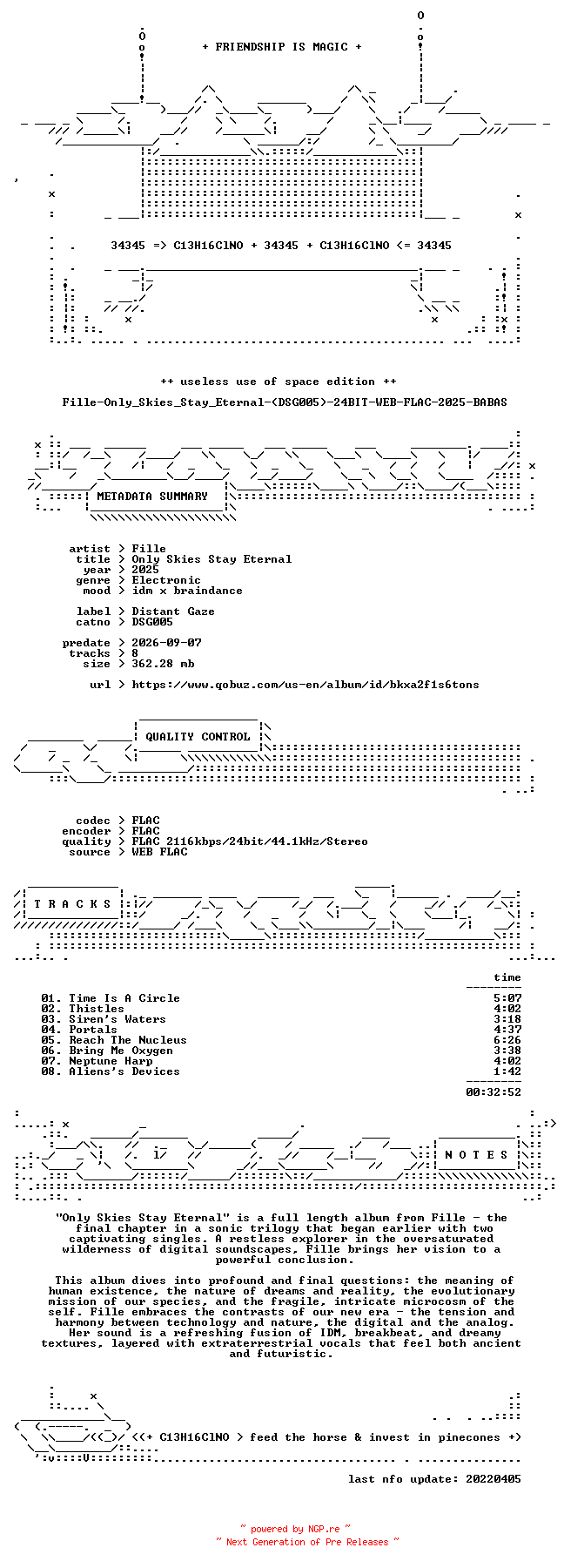 NFO for the release Fille-Only_Skies_Stay_Eternal-(DSG005)-24BIT-WEB-FLAC-2025-BABAS by BABAS