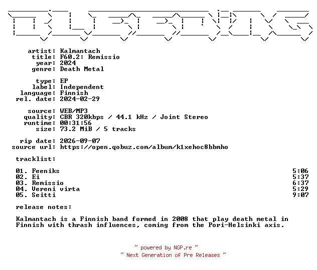 NFO for the release Kalmantach-F60.2_Remissio-FI-EP-WEB-2024-BLEEDiNG by BLEEDiNG