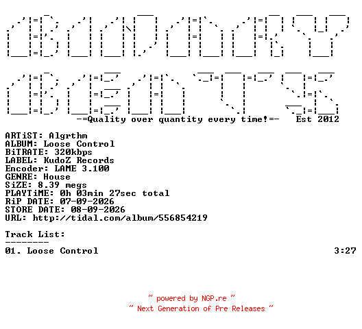 NFO for the release Algrthm-Loose_Control-(KZ1244)-SINGLE-WEB-2026-BB by BB