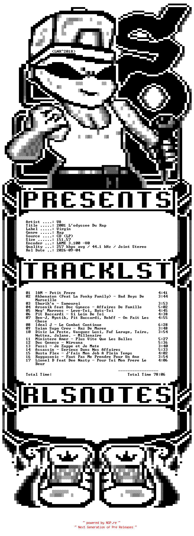 NFO for the release VA-2001_Lodyssee_Du_Rap-FR-2001-SO_INT by SO_INT