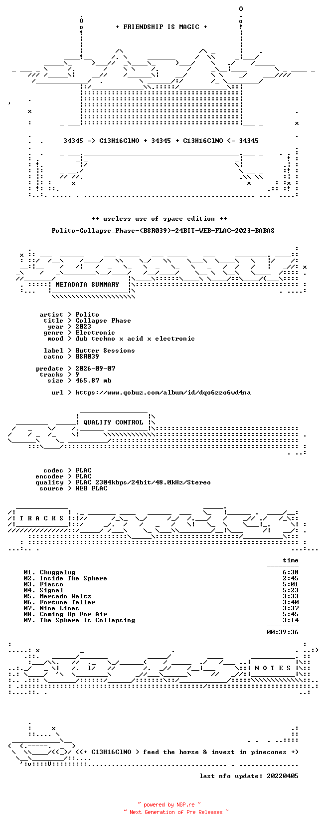 NFO for the release Polito-Collapse_Phase-(BSR039)-24BIT-WEB-FLAC-2023-BABAS by BABAS