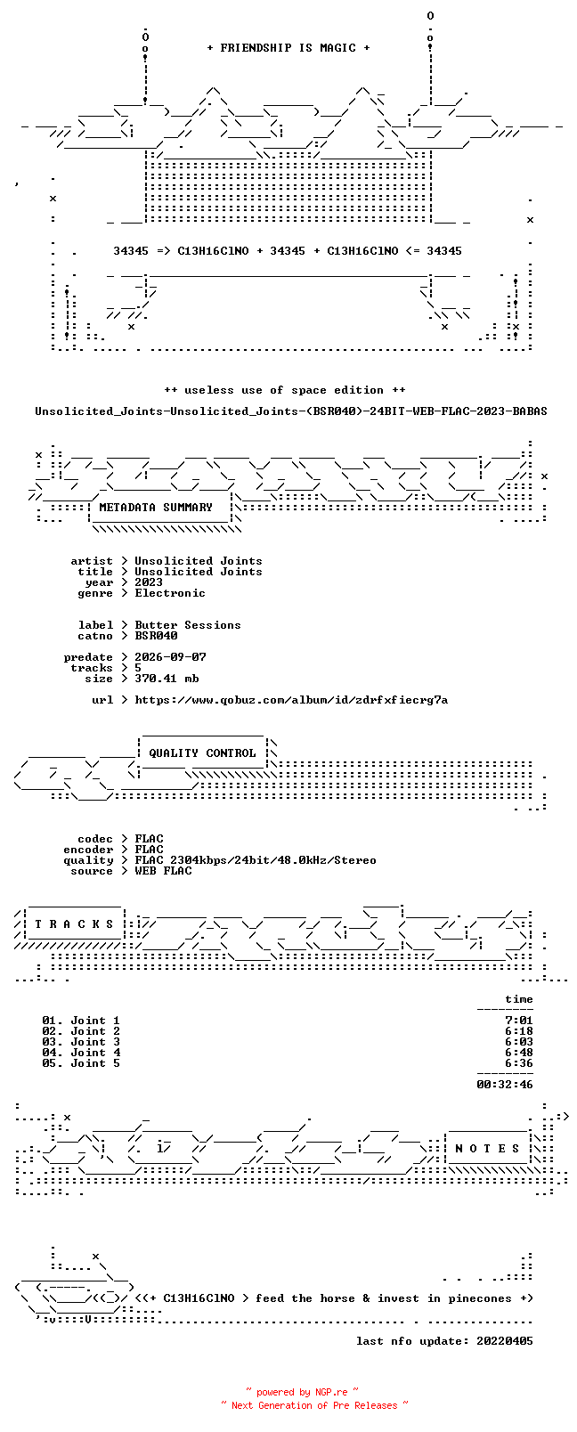NFO for the release Unsolicited_Joints-Unsolicited_Joints-(BSR040)-24BIT-WEB-FLAC-2023-BABAS by BABAS