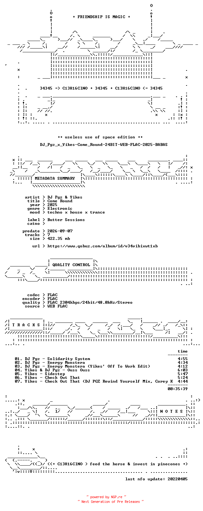NFO for the release DJ_Pgz_x_Yikes-Come_Round-24BIT-WEB-FLAC-2025-BABAS by BABAS