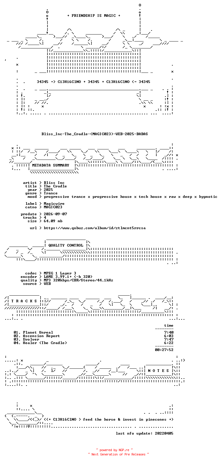 NFO for the release Bliss_Inc-The_Cradle-(MAGIC023)-WEB-2025-BABAS by BABAS