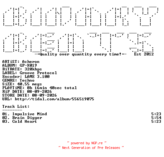 NFO for the release Acheron-GP-X019-(GP019)-WEB-2026-BB by BB