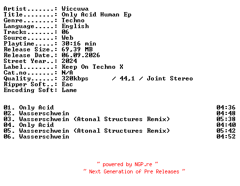 NFO for the release Wiccuwa-Only_Acid_Human_EP-WEB-2024-XTC_iNT by XTC_iNT