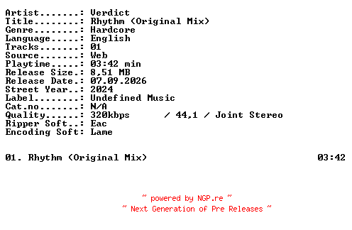 NFO for the release Verdict-Rhythm_(Original_Mix)-SINGLE-WEB-2024-XTC_iNT by XTC_iNT