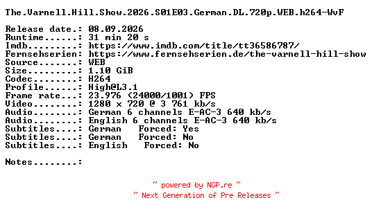 NFO for the release The.Varnell.Hill.Show.2026.S01E03.German.DL.720p.WEB.h264-WvF by WvF