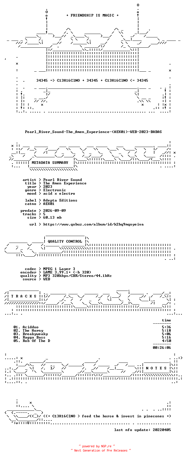 NFO for the release Pearl_River_Sound-The_Amen_Experience-(AEX01)-WEB-2023-BABAS by BABAS
