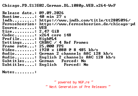 NFO for the release Chicago.PD.S13E02.German.DL.1080p.WEB.x264-WvF by WvF