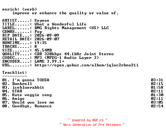 NFO for the release Soyeon-What_a_Wonderful_Life-WEB-KR-2026-ENRiCH by ENRiCH