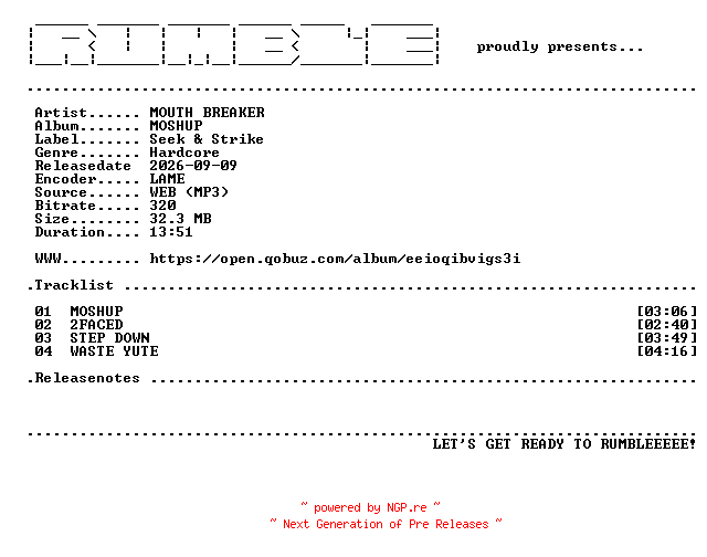 NFO for the release MOUTH_BREAKER-MOSHUP-EP-(WEB)-2026-RUMBLE by RUMBLE