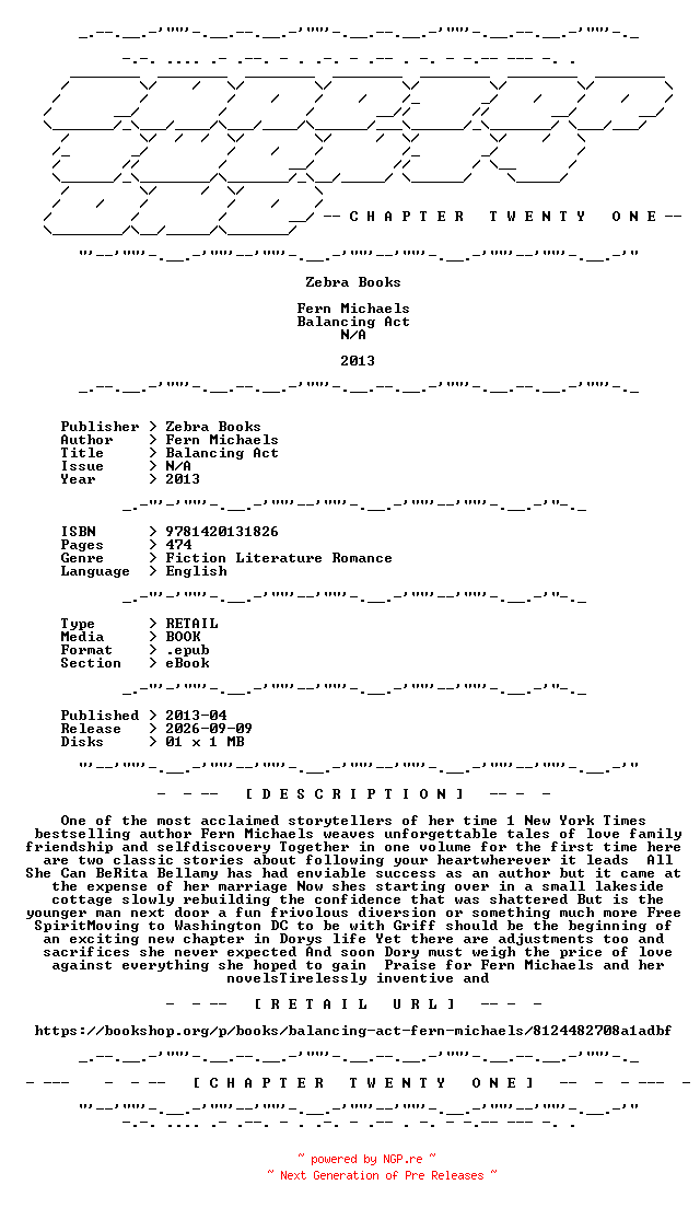 NFO for the release Fern.Michaels.-.Balancing.Act.2013.RETAIL.EPUB.eBook-CTO by CTO