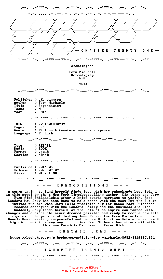 NFO for the release Fern.Michaels.-.Serendipity.2014.RETAIL.EPUB.eBook-CTO by CTO